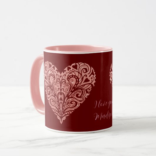 Mug Parties scintillant rose Filigree Folk Art Valenti (Devant gauche)