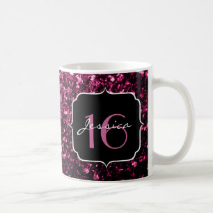 Mug Parties scintillant rose foncé brillant étincelant