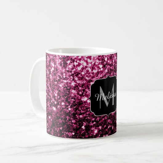 Mug Parties scintillant rose foncé brillant scintille (Devant gauche)