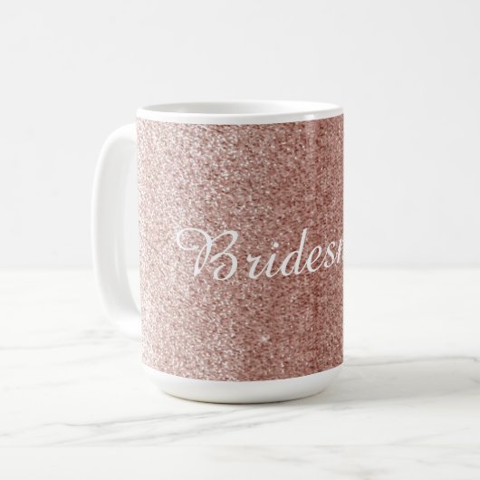 Mug Parties scintillant rose Gold Faux avec nom Brides (Devant gauche)