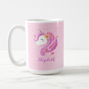 Mug Parties scintillant rose magique personnalisée Vis