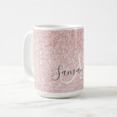 Mug Parties scintillant rose moderne étincelles Nom pe (Devant gauche)