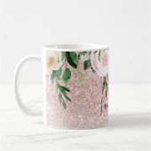 Mug Parties scintillant rose moderne & Fleurs Étincell (Gauche)