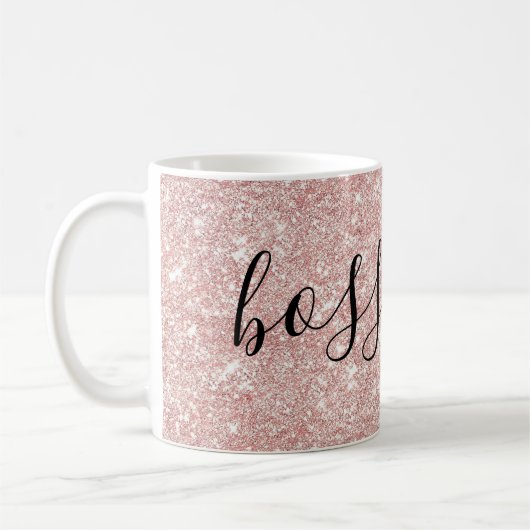 Mug Parties scintillant rose or rose et mousse Boss Ba (Gauche)