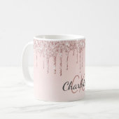 Mug parties scintillant rose or rose  monogramme initi (Devant gauche)