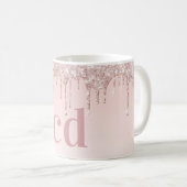 Mug parties scintillant rose or rose  monogramme initi (Devant droit)