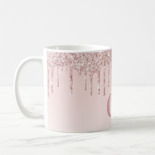Mug parties scintillant rose or rose monogramme initi (Gauche)