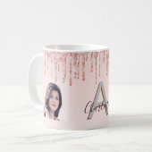 Mug parties scintillant rose or rousse gouttes monogra (Devant gauche)