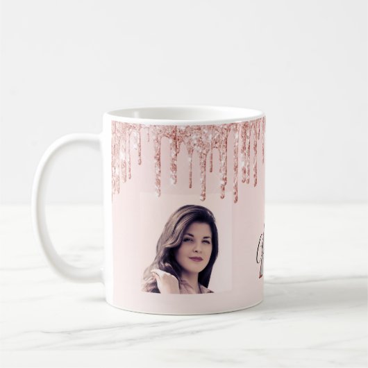 Mug parties scintillant rose or rousse gouttes monogra (Gauche)