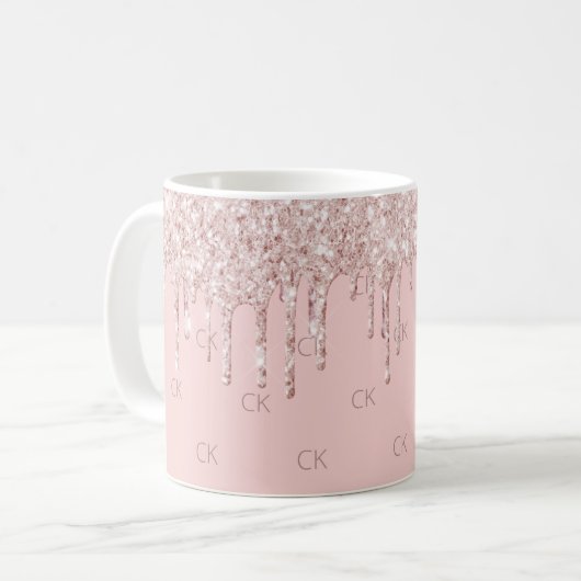 Mug Parties scintillant rose vif gouttes brillant mono (Devant gauche)