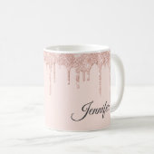 Mug Parties scintillant rose vif rayonnant Monogramme (Devant droit)