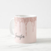 Mug Parties scintillant rose vif rayonnant Monogramme (Devant gauche)