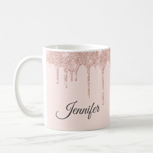 Mug Parties scintillant rose vif rayonnant Monogramme (Gauche)