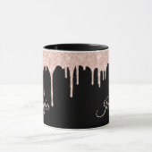 Mug Parties scintillant rose vif sur noir Monogrammé (Centre)