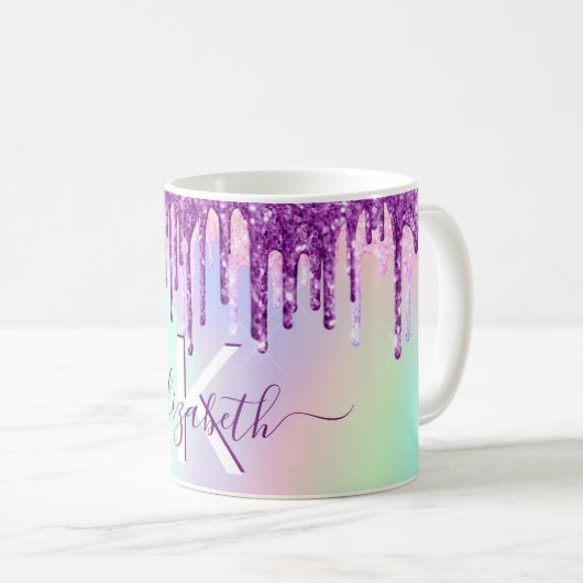 Mug Parties scintillant rose violet gouttes holographi (Devant droit)