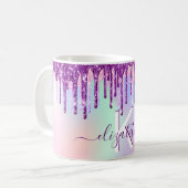 Mug Parties scintillant rose violet gouttes holographi (Devant gauche)