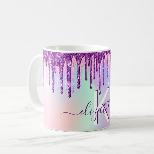 Mug Parties scintillant rose violet gouttes holographi (Devant gauche)