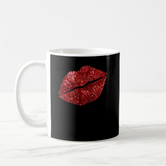 Mug Parties scintillant rouge baiseuse, lèvres baiser  (Gauche)