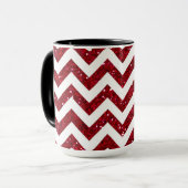 Mug Parties scintillant rouge foncé Chevron Motif (Devant gauche)