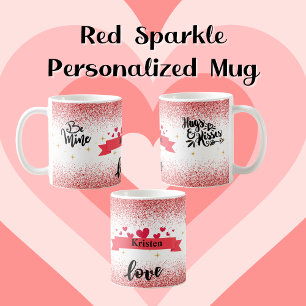 Mug Parties scintillant rouge personnalisée romantique