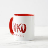Mug Parties scintillant rouge XOXO | Glam Brushstroke (Devant gauche)