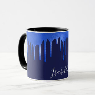 Mug Parties scintillant royale bleu marine goutte nom