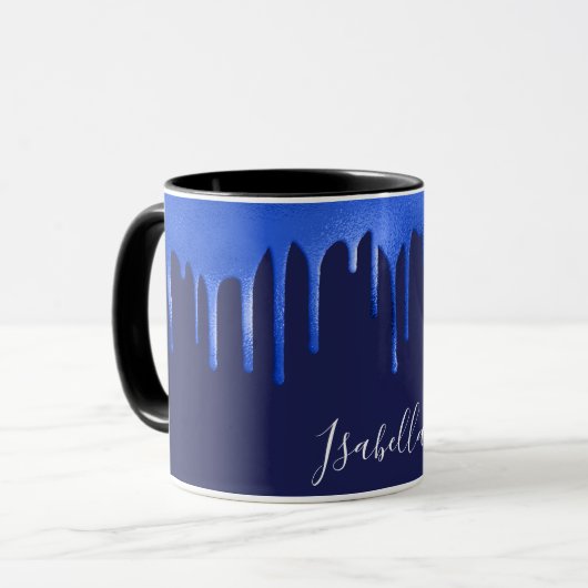 Mug Parties scintillant royale bleu marine goutte nom (Devant gauche)