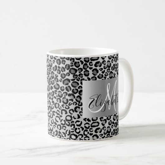 Mug PARTIES SCINTILLANT SIlver Léopard Monogramme amus (Devant droit)