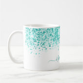 Mug Parties scintillant turquoise blanche nom vert mer (Gauche)