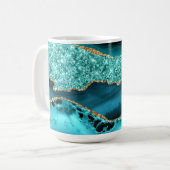 Mug Parties scintillant turquoise bleu or marbre Aqua  (Devant gauche)