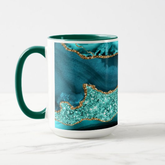 Mug Parties scintillant turquoise Blue Gold Marbre Tur (Gauche)