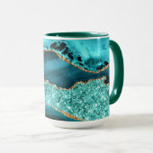 Mug Parties scintillant turquoise Blue Gold Marbre Tur (Devant droit)
