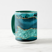 Mug Parties scintillant turquoise Blue Gold Marbre Tur (Devant gauche)