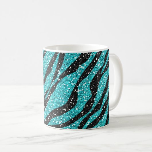 Mug Parties scintillant turquoise Zebra Print (Devant droit)