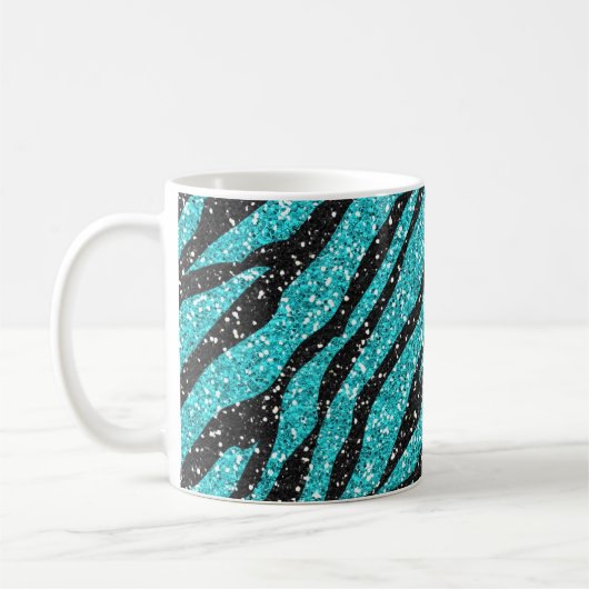 Mug Parties scintillant turquoise Zebra Print (Gauche)