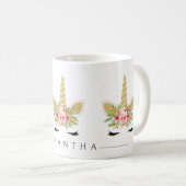 Mug Parties scintillant Unicorne Avec Bouquet Floral A (Devant droit)