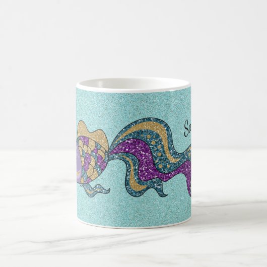 Mug Parties scintillant violet et or baignade poisson  (Centre)