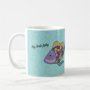 Mug Parties scintillant violet et or baignade poisson 