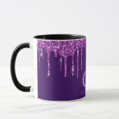 Mug Parties scintillant violet gouttes de nom monogram (Gauche)