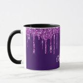 Mug Parties scintillant violet gouttes nom monogramme  (Gauche)