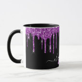 Mug Parties scintillant violet noir gouttes de nom mon (Gauche)