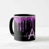 Mug Parties scintillant violet noir gouttes de nom mon (Devant gauche)