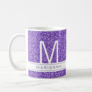 Mug Parties scintillant violette Étincelle Monogramme 