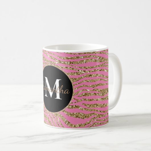 Mug Parties scintillant Zebra Gold Rose (Devant droit)