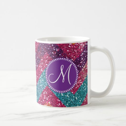 Mug Parties scintillantes Chevron Teal orange pourpre (Droite)