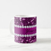 Mug Parties scintillantes et diamants pourpres de Faux (Devant gauche)