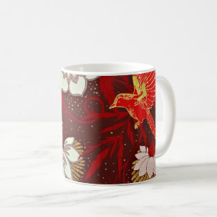 Mug Parties scintillantes rouges de fleurs d'oiseau