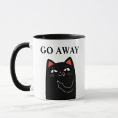 Mug Partir du doigt médian noir Chat amusant (Gauche)