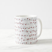 Mug Partition de musique de chanson d'amour coeurs rou (Devant droit)