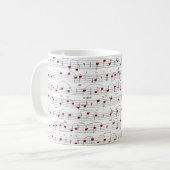 Mug Partition de musique de chanson d'amour coeurs rou (Devant gauche)